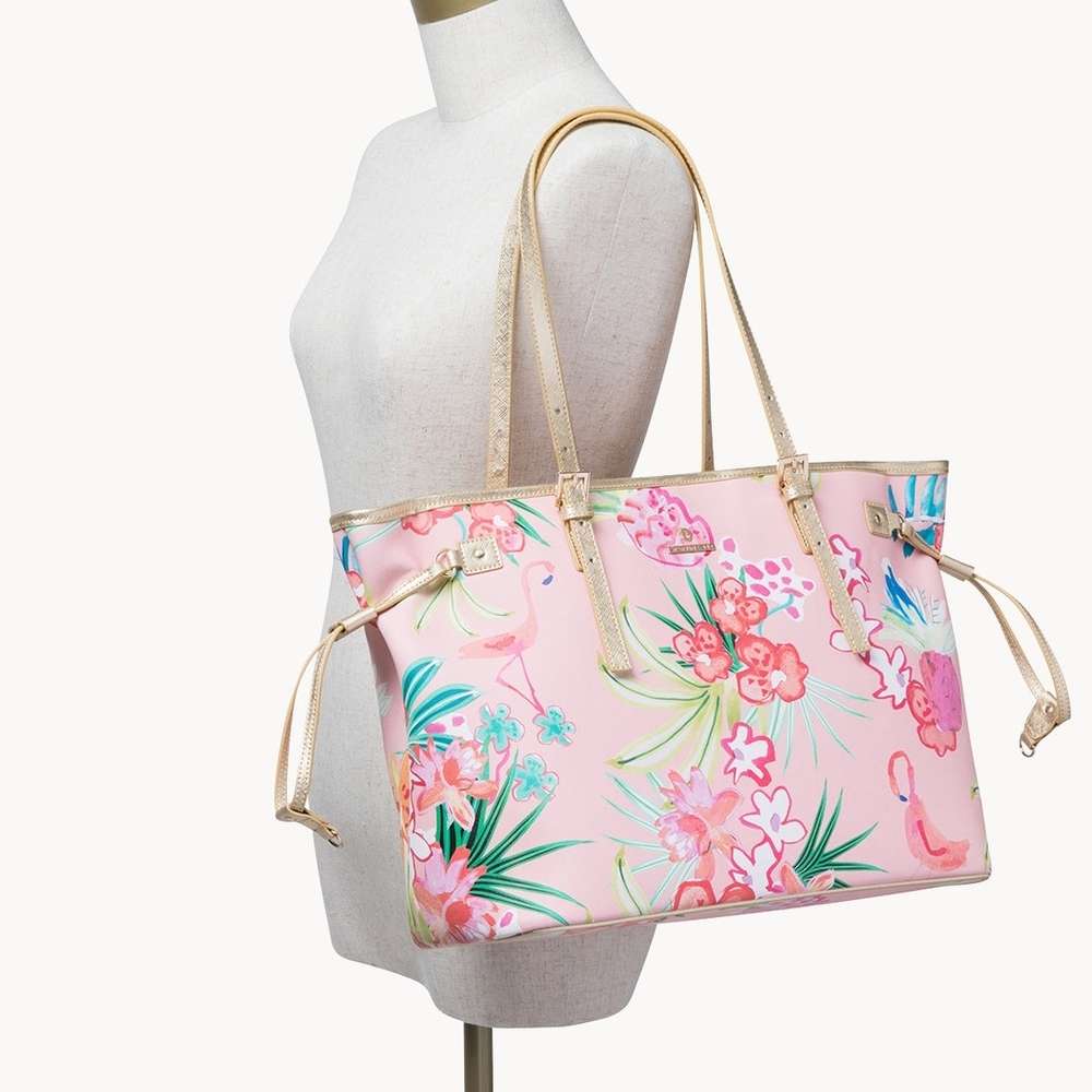 Spartina 449 Retreat Jetsetter Tote Flamingo Floral - Picture 3 of 7